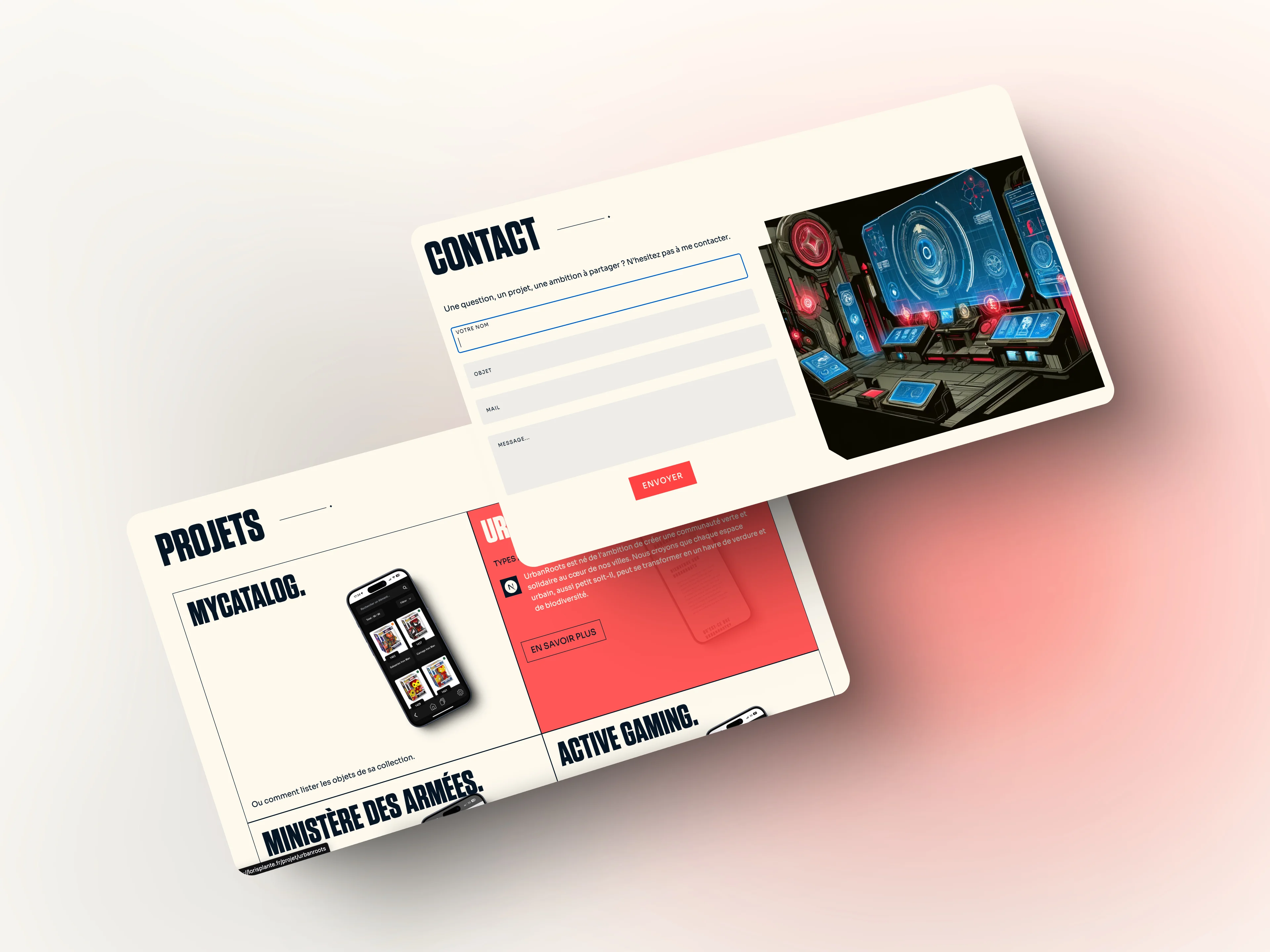 Page contact et accueil du site de Loris PLANTÉ