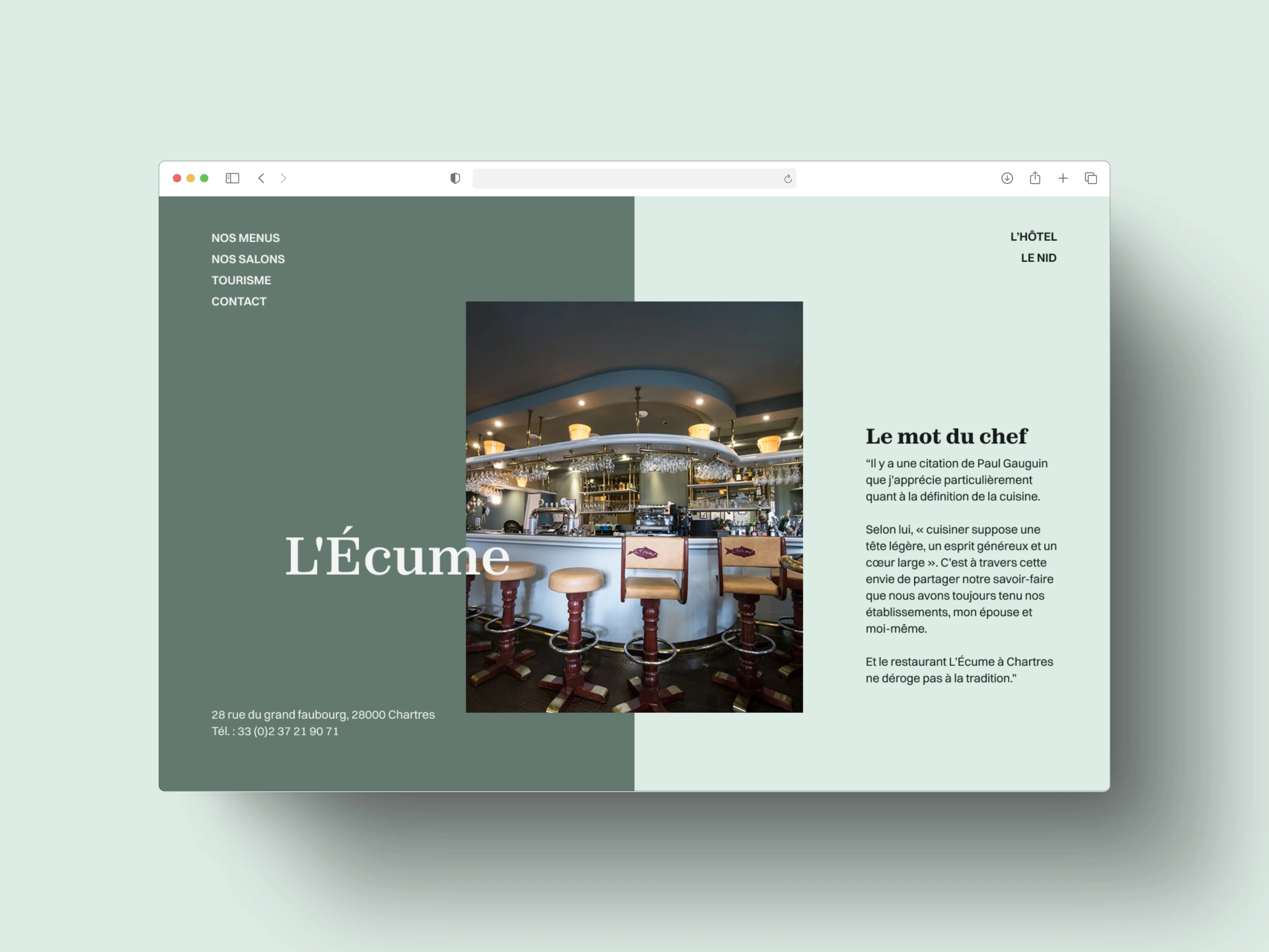 Capture d'écran de la page d'accueil du site de l'Écume