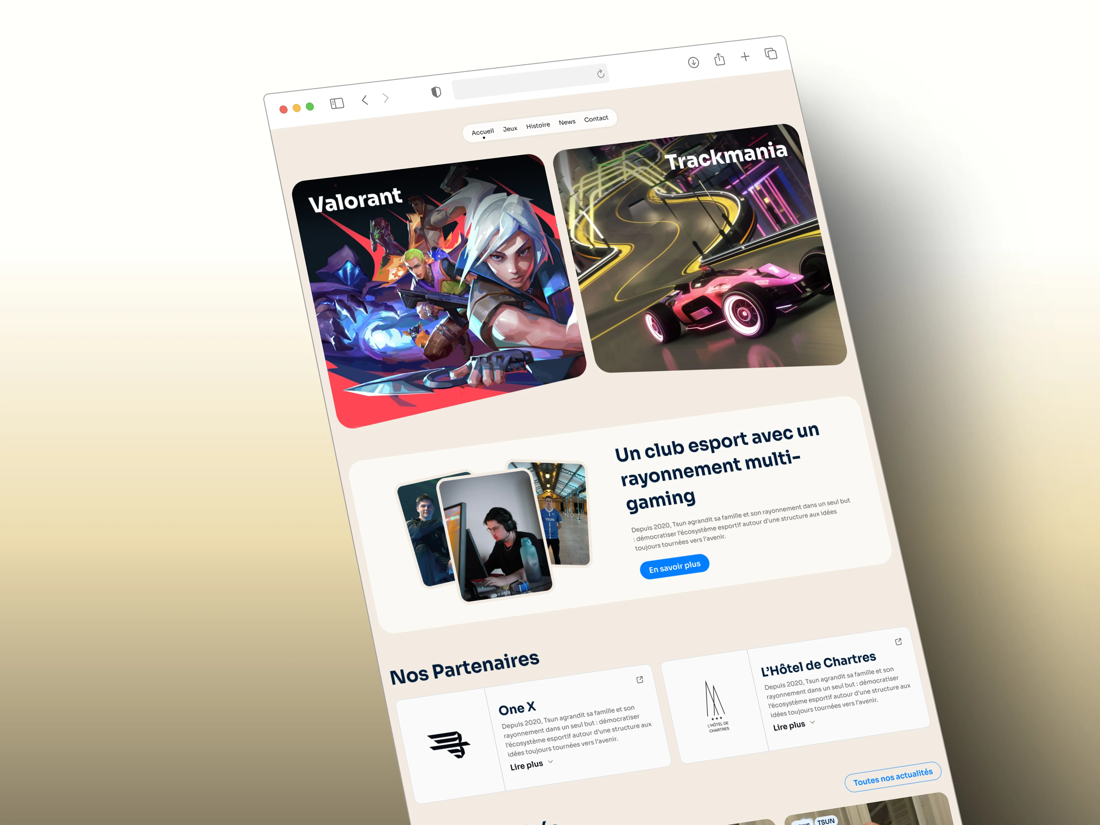 Capture d'écran du siet de TSUN Esport